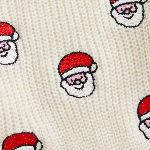 Maglione natalizio per bambino da bambino Top pullover lavorato a maglia a maniche lunghe a costine ricamato con Babbo Natale per l'autunno inverno 3
