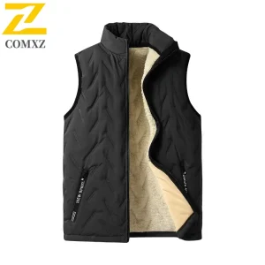 EiAO Gilet Plus Size Giacca da uomo senza maniche termica impermeabile antivento foderata in pile ad ultrasuoni per papà Abbigliamento invernale casual 2025 1