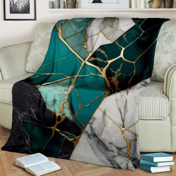 3D lussuoso colore blu verde oro marmo modello coperta, coperta morbida per la casa camera da letto letto divano copertura da viaggio coperta bambino 3