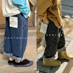 6808 Jeans per bambini 2025 Autunno e inverno Nuova vendita calda Jeans per neonato 1-7 anni Pantaloni in denim per ragazza Pantaloni Harlan 1