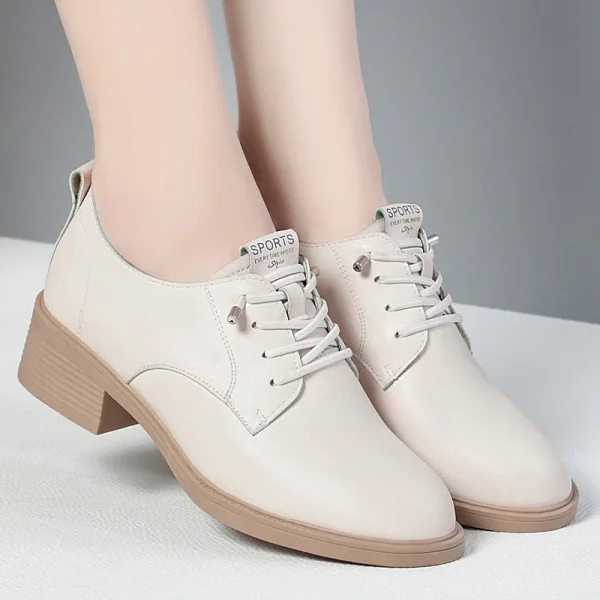 Scarpe con tacco tondo da donna primavera autunno stile britannico tacco quadrato décolleté da ufficio senza pizzo festa da lavoro comode in morbida pelle 2024 1