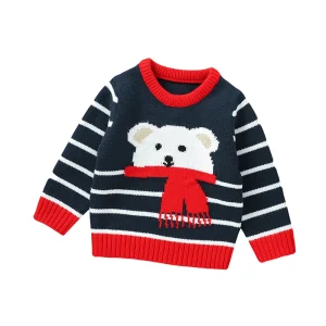 Teddy Bear Stampa Manica lunga Neonati maschi e femmine Maglioni invernali Morbido O-Collo Felpa infantile per 6-36 mesi Neonato 1