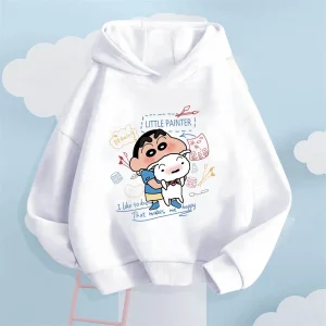Felpa per bambini con motivo cartoon Crayon Shin-chan per ragazzi e ragazze Felpa con cappuccio calda stile semplice 1