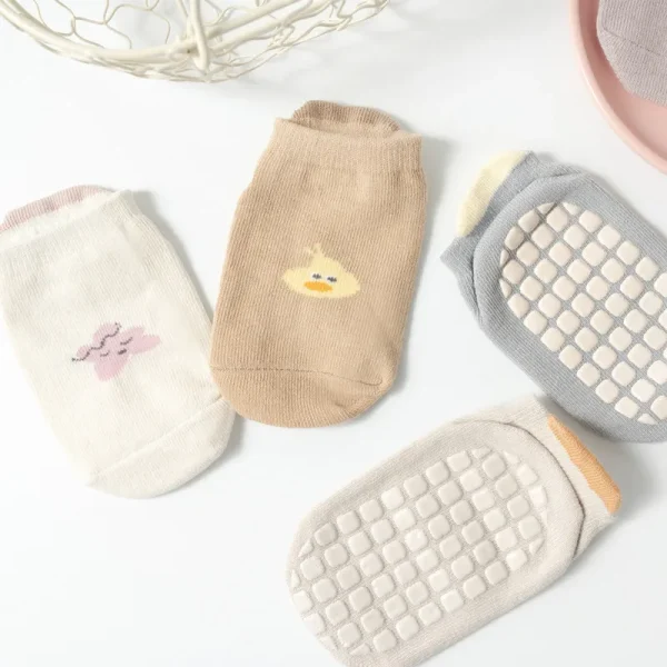 3 paia/lotto calzini antiscivolo per bambini per ragazzi e ragazze calzini in cotone per bambini con taglio basso con impugnature in gomma Socken per 0-3 anni 4