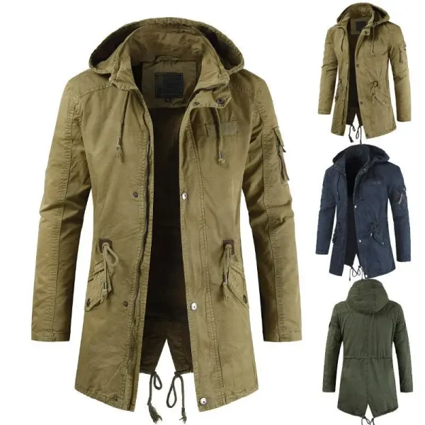 Parka con cappuccio caldo invernale da uomo Giacca a vento in pile da uomo Abbigliamento da lavoro Cappotto tattico militare da uomo Bomber cargo multitasche 6