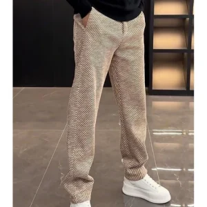 Primavera autunno nuova moda elastico in vita coulisse abbigliamento uomo tasche a righe coreano semplicità All-match Trend pantaloni Casual 1