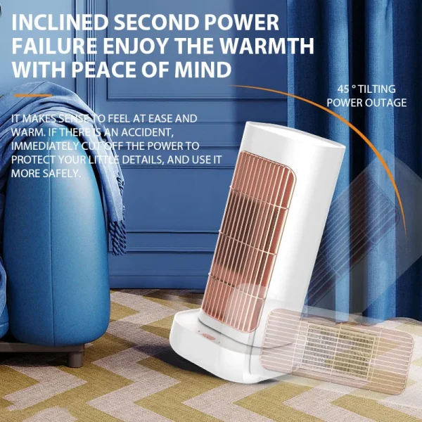 Stufa Elettrica 1300W 90 °   Oscillazione Ventilatore d'aria calda PTC Termoventilatore in ceramica Desktop domestico Piccolo riscaldamento rapido Camera da letto Scaldino 4
