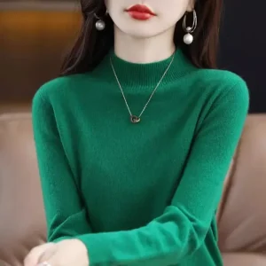 Maglione da donna autunno inverno Camicie casual con fondo caldo Collo a lupetto Maglieria basic Pullover a maniche lunghe Maglione alla moda coreana 1