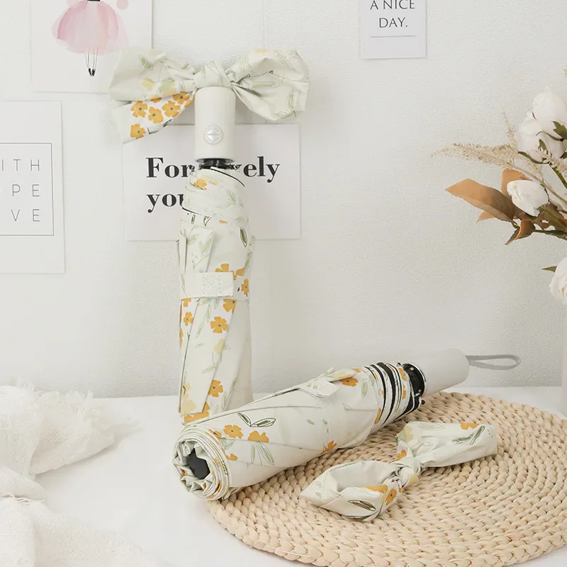 Ombrello automatico Bellissimo fiore Pittura a olio Modello Viaggio Ombrello pieghevole portatile Ombrello antipioggia Ombrello antivento 4