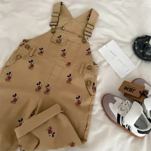 Salopette per bambini Topolino Primavera Autunno Neonati e ragazze Pantaloni con bretelle larghi Pantaloni con spalline con stampa di Topolino dei cartoni animati 1