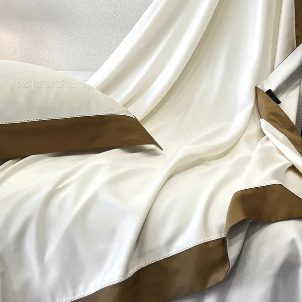 800TC Lyocell Cotone Set di biancheria da letto di lusso Morbido setoso Colore puro Stile hotel Copripiumino Lenzuolo con angoli Federa 4 pezzi 5