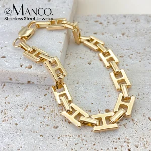 eManco Bracciale a catena da giorno in acciaio inossidabile di alta qualità Accessori hip-hop da uomo alla moda placcati in oro Spedizione in 48 ore 1