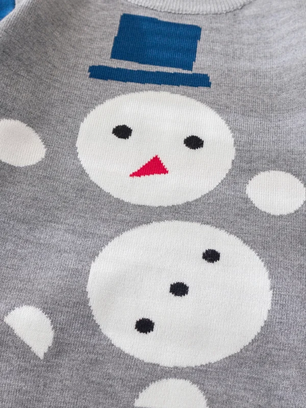 Maglione da ragazzo con cappello da pupazzo di neve in stile carino, pullover lavorato a maglia adatto per il tempo libero quotidiano in primavera, autunno e inverno 6