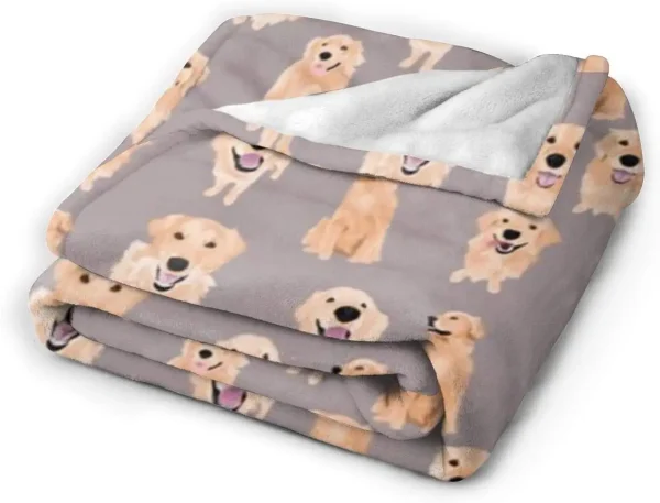 Coperta di peluche in pile di flanella Golden Retriever Companion Dog Pet Animal Pattern Throw per divano letto divano aria condizionata coperta 2