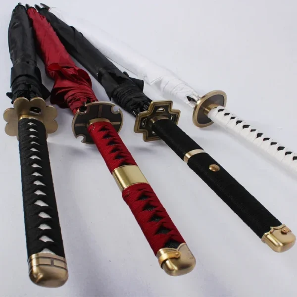 Anime Zoro Katana Ombrello Spada Mano Lunga Ombrellone Nero Roronoa Zoro Coltello Dimensioni Reali Giapponese Katana Sabre Ombrello Raincoa 3