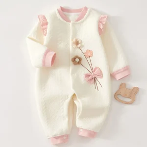 Pagliaccetto per bambina a maniche lunghe in cotone autunno inverno caldo vestiti per neonato principessa primo compleanno tuta per neonato di alta qualità 1