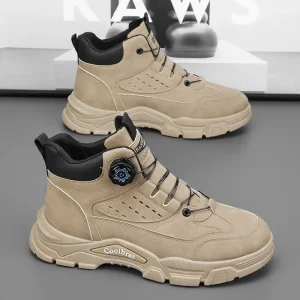 Stivali da uomo Autunno e Inverno Nuovi lacci rotanti Stivali casual alla moda Stivali da esterno per giovani Stivali da lavoro con suola morbida antiscivolo 1