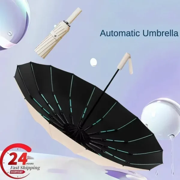 Ombrello super antivento da 60 ossa Ombrelli per tutte le stagioni Ombrello da lavoro automatico da uomo di grandi dimensioni Protezione UV Parasole da donna 3