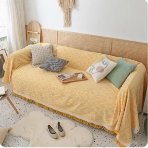 Coperta in filo di cotone quattro stagioni in tinta unita nordica cuscino semplice Ins asciugamano per capelli con sabbia a vento coperta per il pranzo alla moda