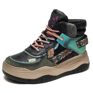 Fujin 5CM Sneakers con plateau in vera pelle Donna Lady Platform Causale Autunno Autunno Inverno Moda Sneakers Scarpe Stivaletti 1