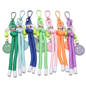 Volto sorridente Cordino intrecciato a mano Cinturino con ciondolo per telefono Zaino Zaino Portachiavi colorato semplice Portachiavi con ciondolo Accessori regalo 1