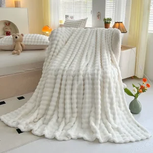 Coperta in velluto a bolle ispessito solido Coperta per divano in flanella super morbida e accogliente Coperta singola doppia per pisolino da ufficio Scialle per aria condizionata 1