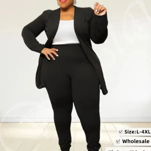 Wmstar Plus Size Completi a due pezzi Abito da donna abbinato Solid Top Leggings Pantaloni Set Casual Autunno Inverno Dropshipping all'ingrosso 1