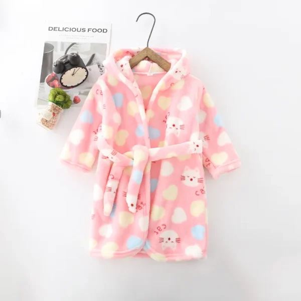 Accappatoio del fumetto per i bambini Flanella Manica lunga con cappuccio Abbigliamento per bambini Ragazzi Robe Primavera Autunno Inverno Accappatoio per bambini 2-12 anni 5