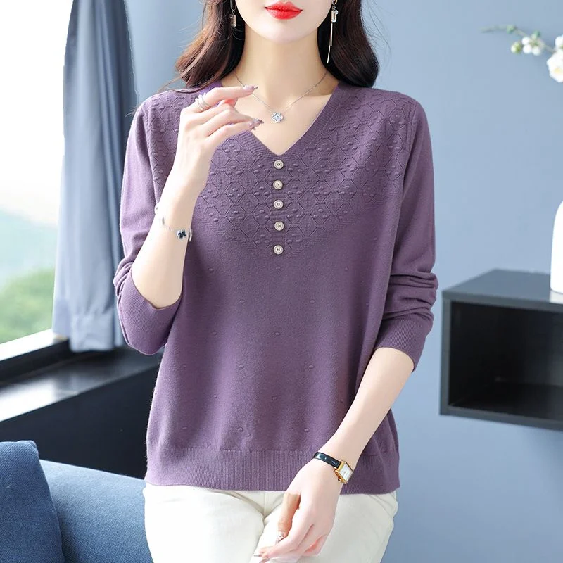 Maglione con scollo a V da donna sciolto di grandi dimensioni moda nuovo pullover alla moda top maglieria base versatile 2