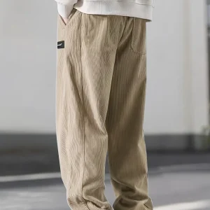 2025 Pantaloni casual da uomo autunno inverno velluto a coste a righe pantaloni dritti cargo moda allentati pantaloni sportivi hip-hop fitness 1