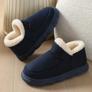 Bebealy Nuovo Inverno Uomo Pantofole Calde Scarpe di Cotone Da Uomo Coperta Soffici Fuzzy Stivali Da Uomo All'aperto Antiscivolo Casa Stivaletti Scarpe Da Uomo 1