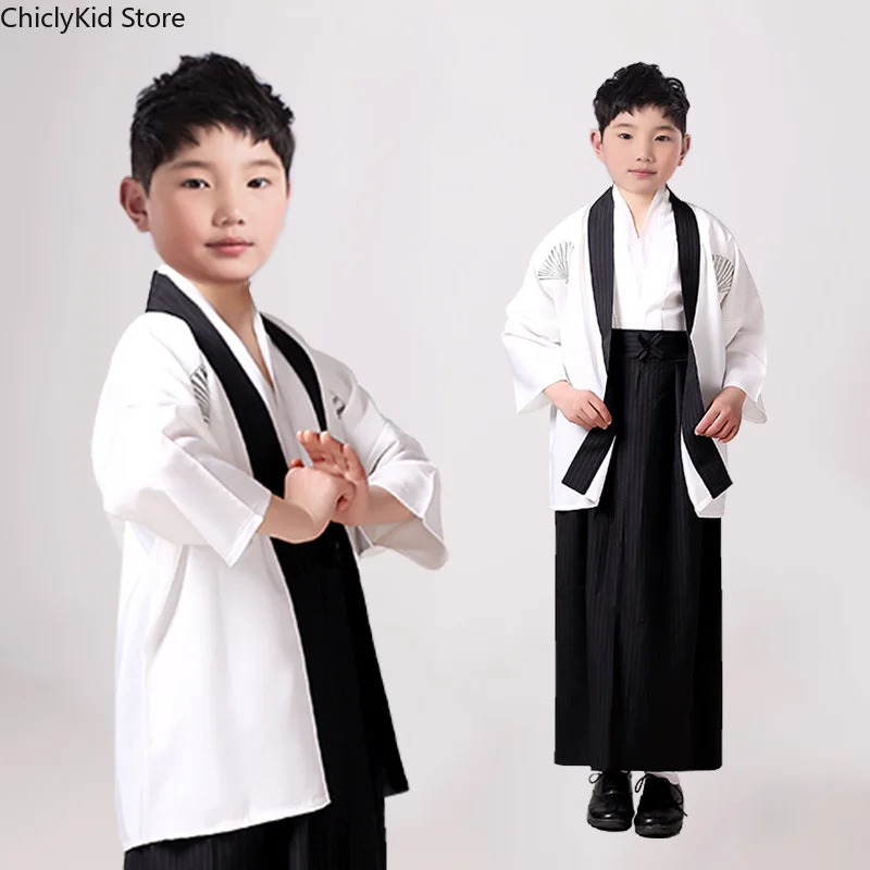Set di abbigliamento per bambini Kimono tradizionale per ragazzi Costumi giapponesi per bambini Abiti da samurai per bambini 2 colori 5-15 anni 3