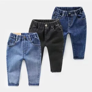 Jeans per bambini 2023 primavera e autunno nuovi vestiti elastici alla moda per bambini ragazzi pantaloni lunghi in denim sottile allentato 1