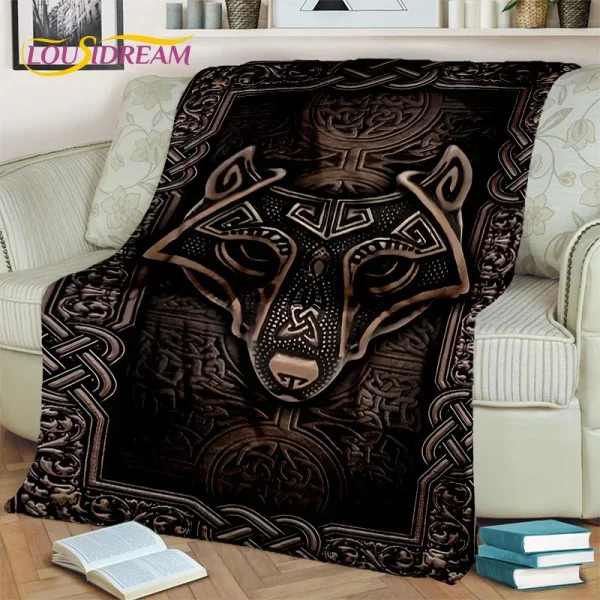 Viking Norse mitologia Fenrir Crow coperta, flanella coperta per la casa camera da letto divano letto Picnic ufficio escursionismo tempo libero pisolino regalo 6