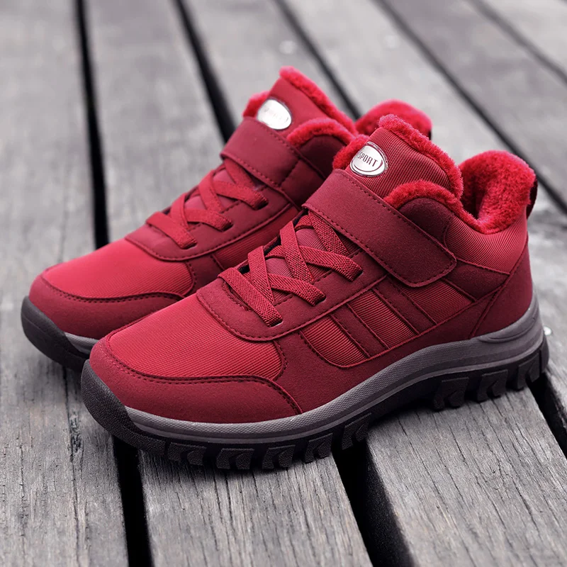 Stivali da neve da donna Caldi invernali Nuovo peluche Suola spessa Casual antiscivolo Comfort Scarpe da passeggio piatte per esterni unisex ammortizzanti 5