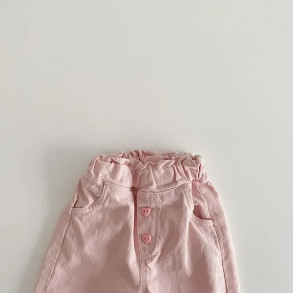 2025 Pantaloni primaverili per ragazze Pantaloni casual a gamba larga con volant per bambini Pantaloni autunnali alla moda per bambini Pantaloni larghi a vita alta a vita alta 6