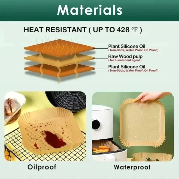 50/100pcs Quadrato Airfryer Carte Antiaderente Carta Usa E Getta Grande Friggitrice Ad Aria Usa E Getta Alimenti Per Uso Domestico Cucina Assorbimento di Olio 6