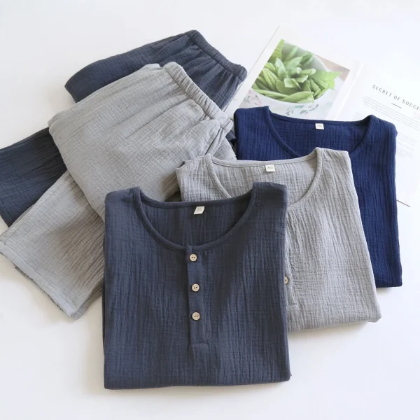 Pigiama autunno e inverno Pigiama per coppia 100% cotone Donna Pantaloni a maniche lunghe Set da due pezzi Indumenti da notte per donna e uomo 3