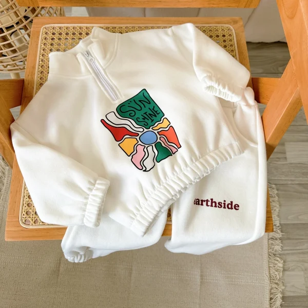 Set da bambino inverno autunno addensare giacca in pile con mezza zip + pantaloni tuta da neonato vestiti per bambini vestiti per bambina 5