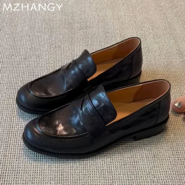Donne Appartamenti Mocassini Scarpe di Cuoio Del Progettista Retro Scarpe 2024 di Tendenza Autunno Scarpe Classiche Delle Donne Nuovo Vestito Da Passeggio Femme Zapatillas 3
