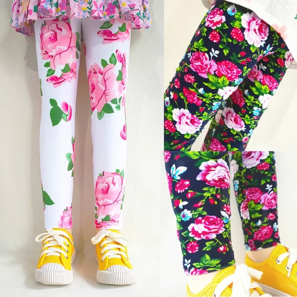 Sweet Girls Leggings ragazze stampa Leggings pantaloni per bambini per bambini Flower Skinny Elasticity Pencil Pants 4