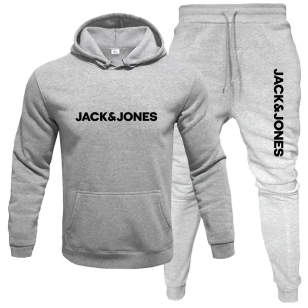 2025 Set con cappuccio da uomo autunno/inverno Set con cappuccio alla moda Set stampato casual caldo antivento adatto per set di attività all'aperto 1
