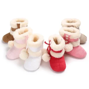 Liquidazione!!! Stivali da bambina Stivali invernali da bambina in pelliccia di peluche Stivali da neve antiscivolo per suole mocassino da bambino Scarpe calde invernali per neonati 1