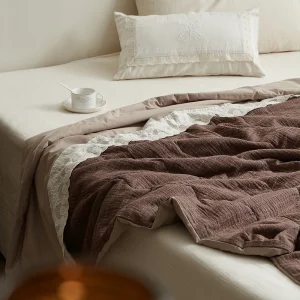 Trapunte giapponesi Garza di puro cotone Ricamato in pizzo Trapunta di riempimento in fibra di soia Coperta rinfrescante estiva Letto matrimoniale Trapunte sottile 1