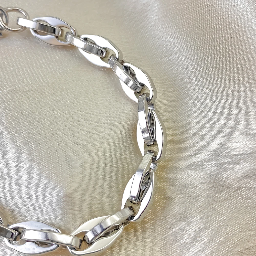 eManco Bracciale a catena per labbra retrò da uomo Bracciale a maglie in acciaio inossidabile impermeabile Rock Punk Jewelry Presa di fabbrica 5