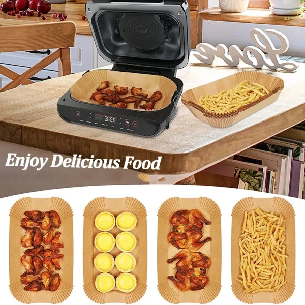 50-200 pz Friggitrice Ad Aria di Carta Antiaderente Cucina Cottura Airfryer Zerbino Oilproof Micro-onde Barbecue Pad di Carta di Cottura fodera accessori 3