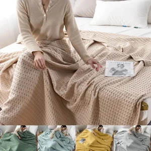 2024 Estate Waffle Plaid Coperta da letto in cotone Coperta da tiro Trapunta sottile Copriletto lavorato a maglia Home Hotel Coperte Verde Rosa Coperte da tiro 1