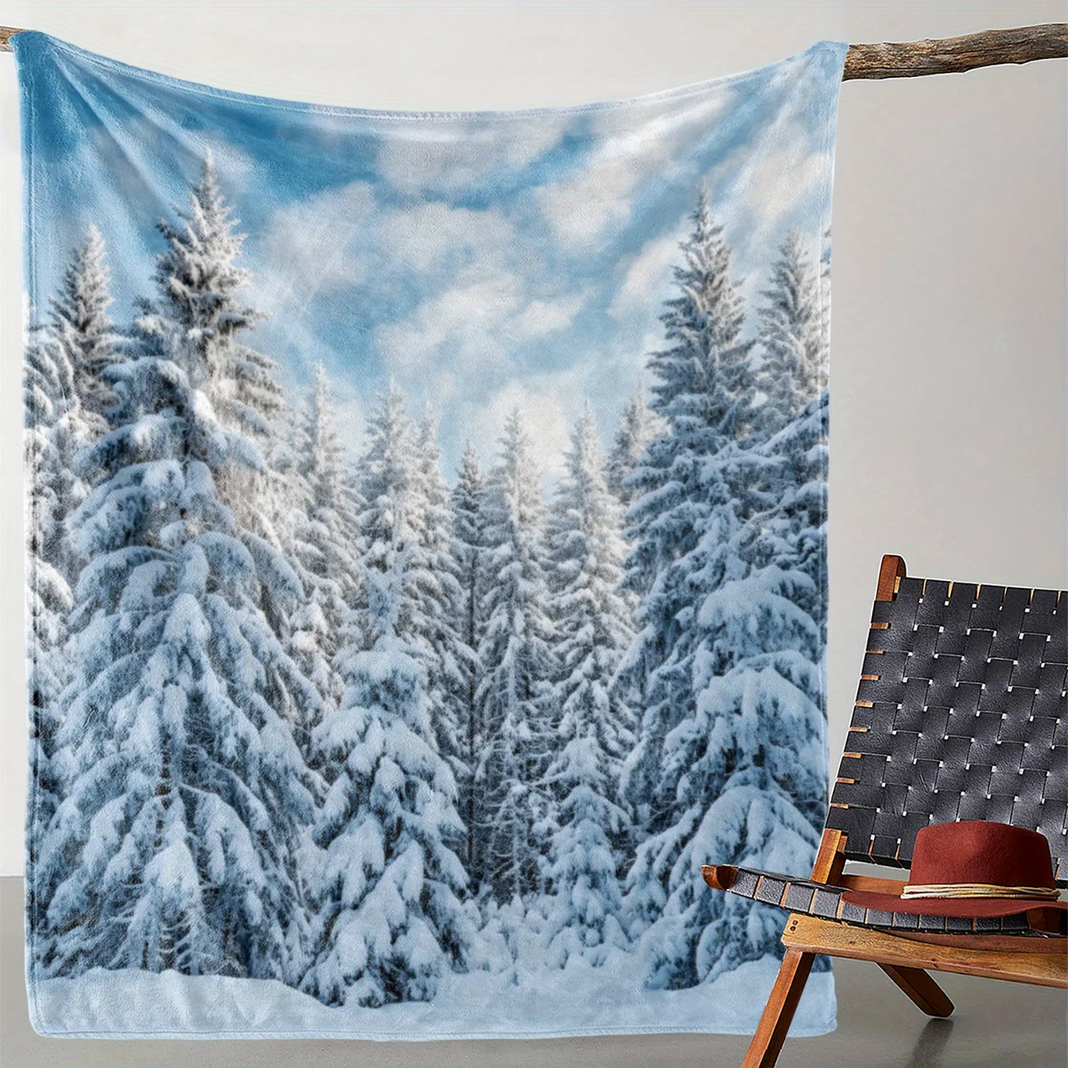 Coperta da tiro in flanella con stampa della foresta di cedro vintage invernale natalizia rivestita in neve - Confortevole e morbida per tutte le stagioni per divano, letto, di 2