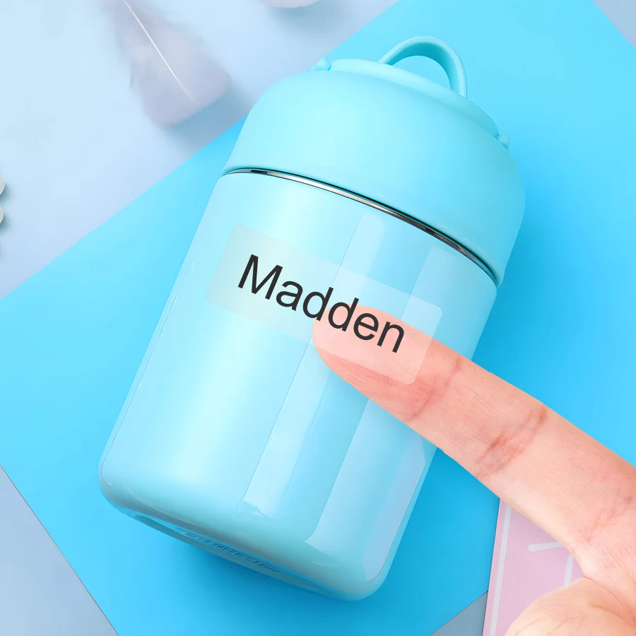 Adesivi con nome impermeabili trasparenti per etichette personalizzate scolastiche, testo multilingue, artigianato fai da te per bambini e marcatura di bottiglie sportive 4