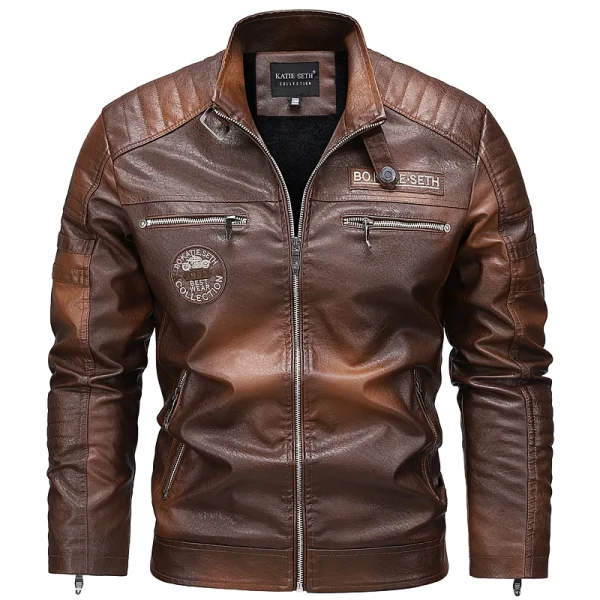 Giacche in pelle casual da uomo nuove di qualità 7XL Autunno Inverno Uomo Colletto alla coreana Giacche in pelle da moto Cappotto in pelle vintage 6